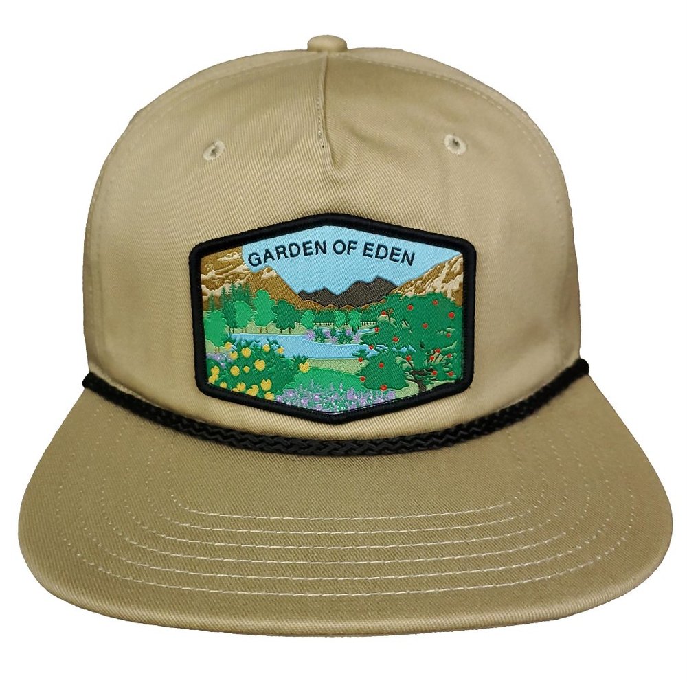 Christian Snapback Hat Cap Garden of Eden Woven Patch Live By Faith Khaki New